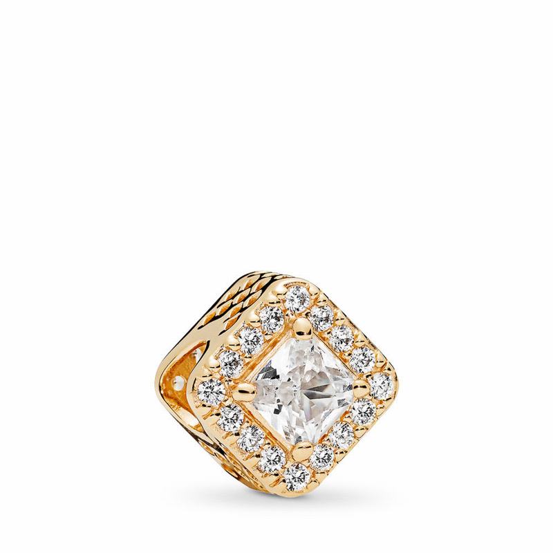 Pandora Geometric Radiance Charm Ireland - Yellow Gold 14 K/Cubic Zirconia - 710846JBE